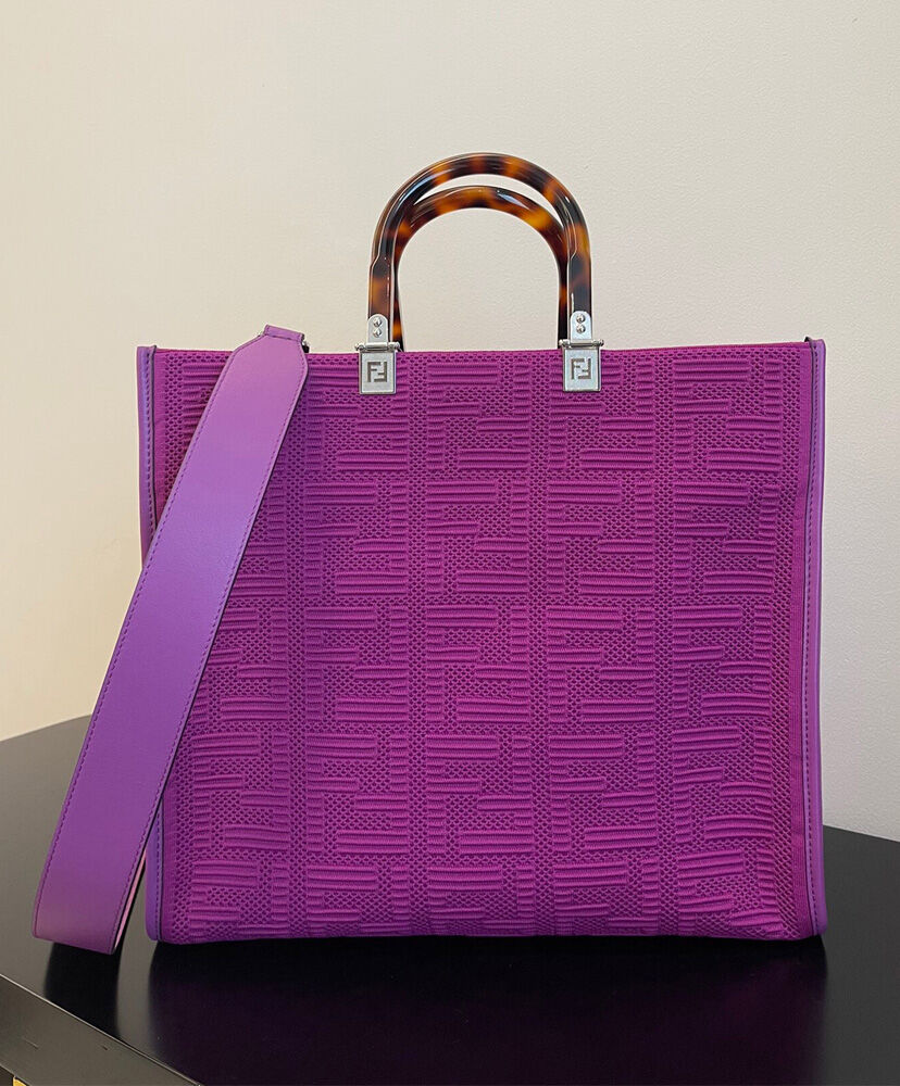 Fendi Sunshine Medium FF Fabric Shopper Bag 8BH386 Purple